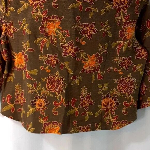 Nomadic Traders size large silk linen floral boxy 3/4 sleeve button front - Picture 8 of 11